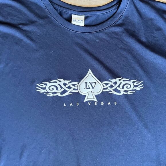 Mens Gildan Performance Dri-fit Las Vegas Short Sleeve T-shirt - Navy - Sz 3XL - Picture 2 of 5